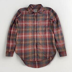 American Eagle Flannel Shirt Womens XS Boyfriend Fit Faded Red Amazingly Soft